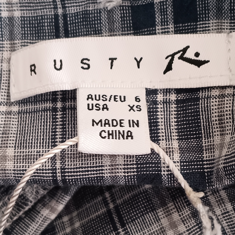 Rusty Gray Muliticolored Plaid Cotton Mini Casual Summer Party Sundress XS - Picture 4 of 5